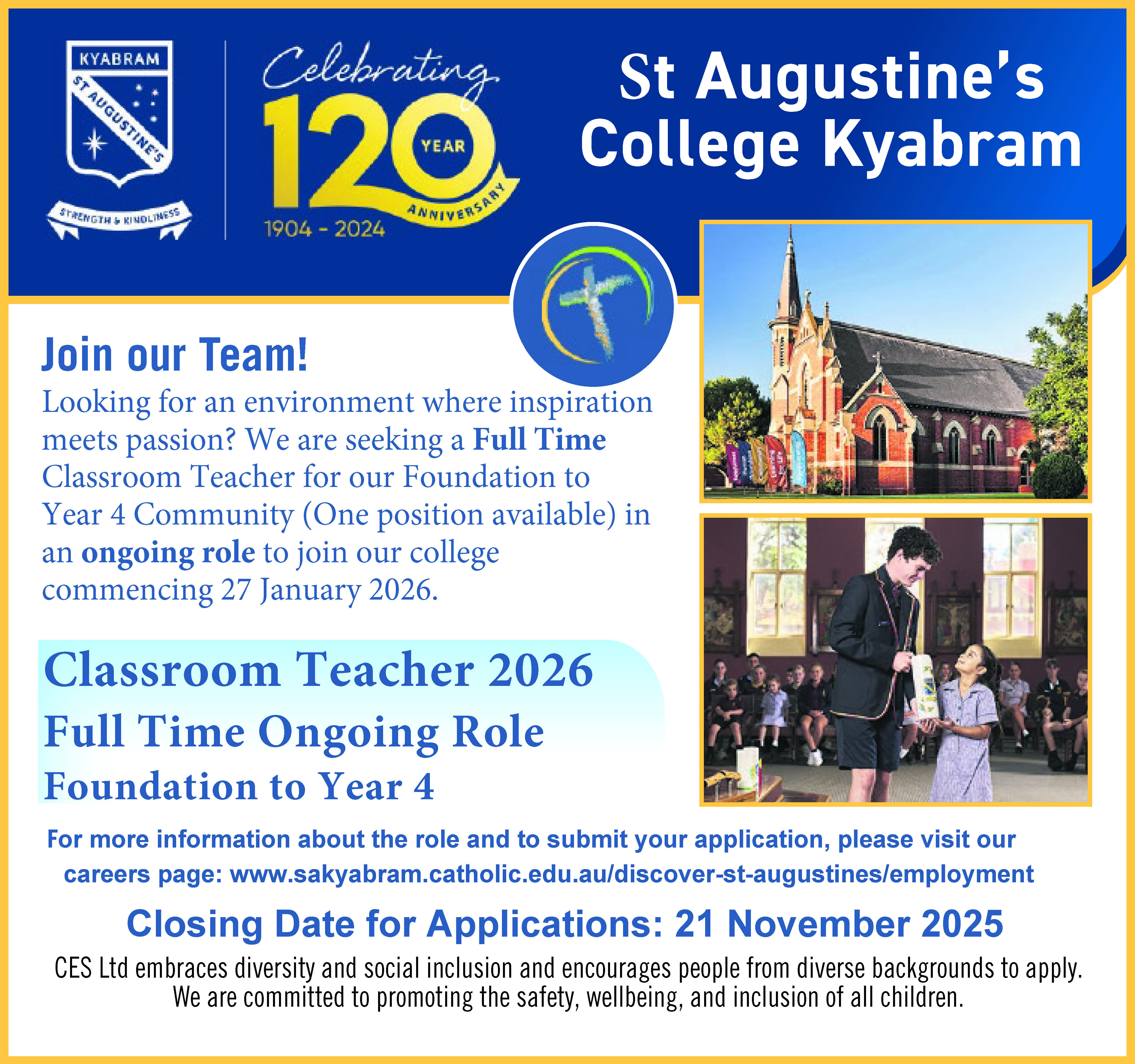 New Classroom Teacher F-4 2026