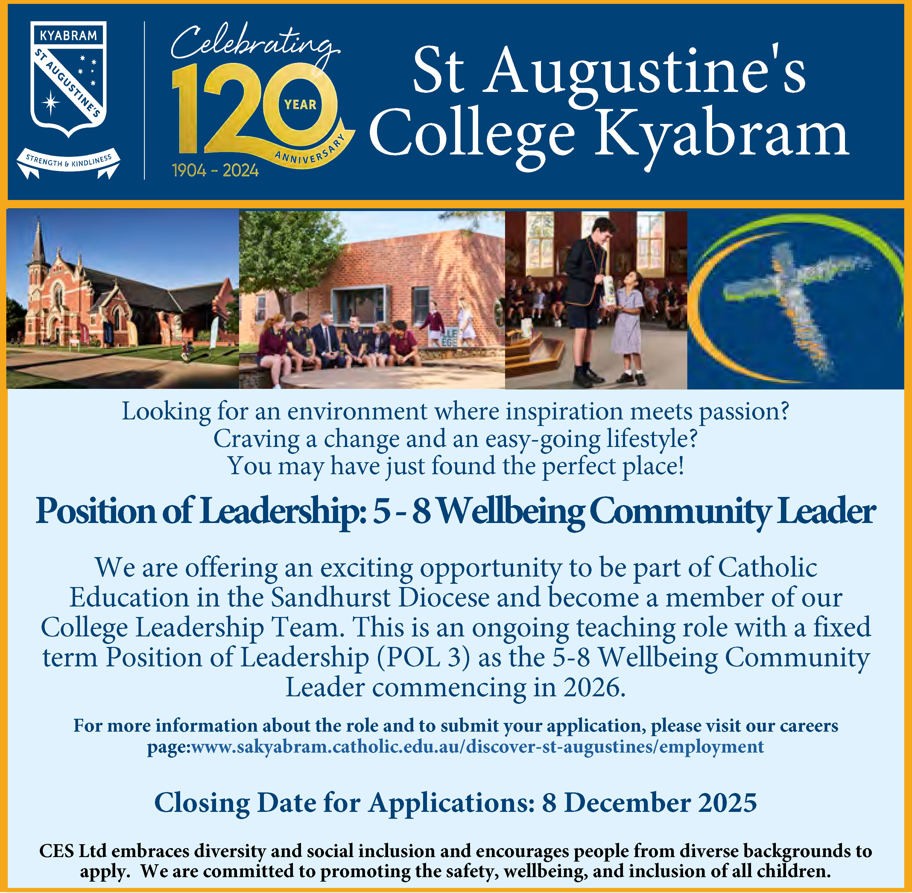 5-8 Community Wellbeing Leader Employment Ad