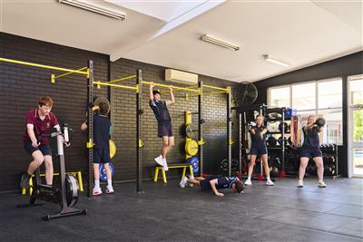 Students performing a circuit